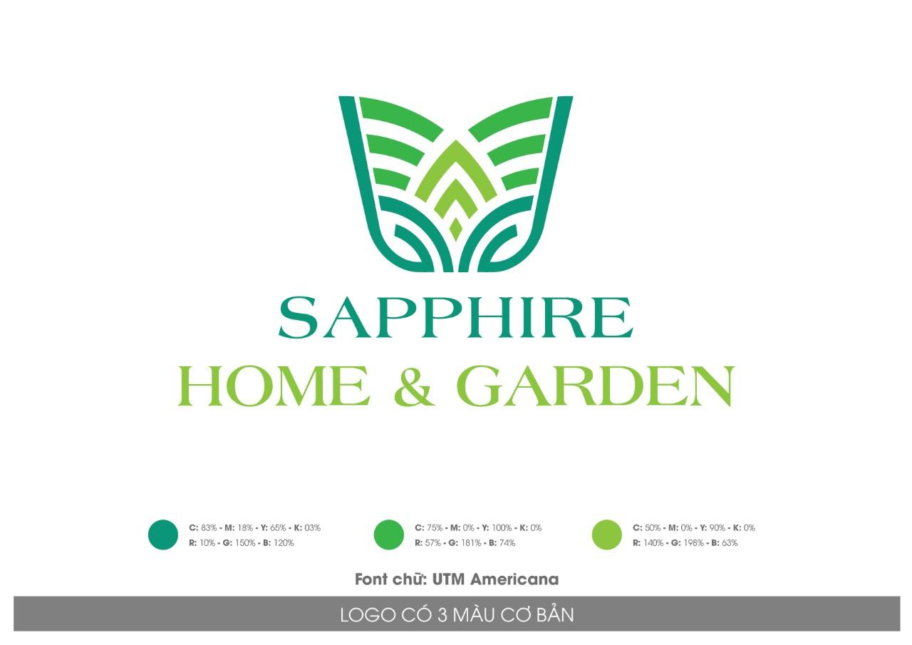 Logo Sapphire Home & Garden Chuyên Khuôn chậu đơn với màu xanh lá tươi mát