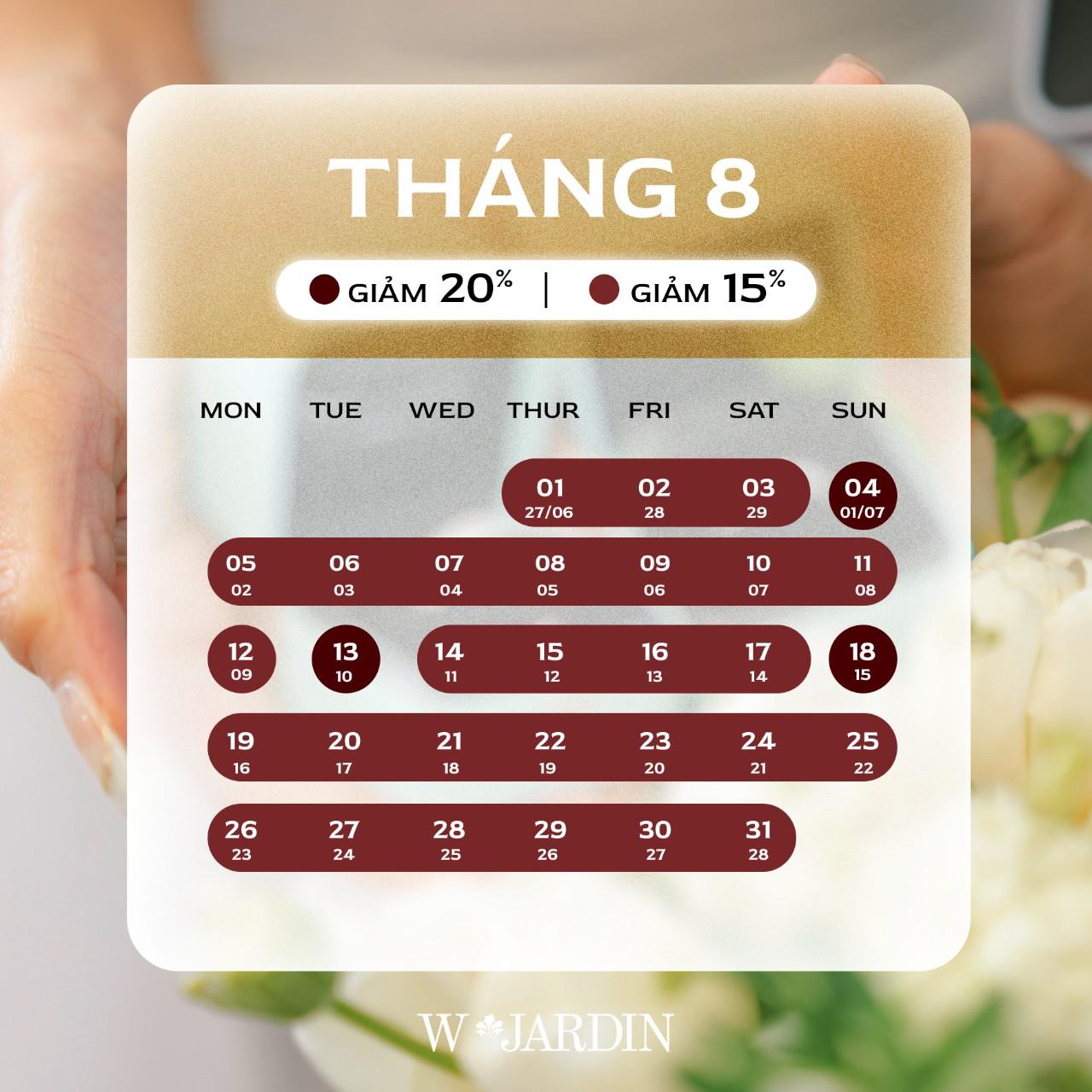 Các ngày ưu đãi của Tháng 8