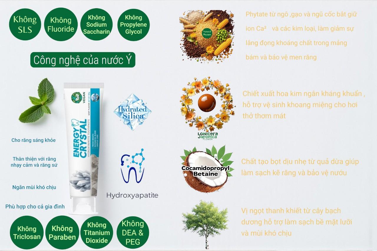 Kem đánh răng Energy Crystal trắng răng 