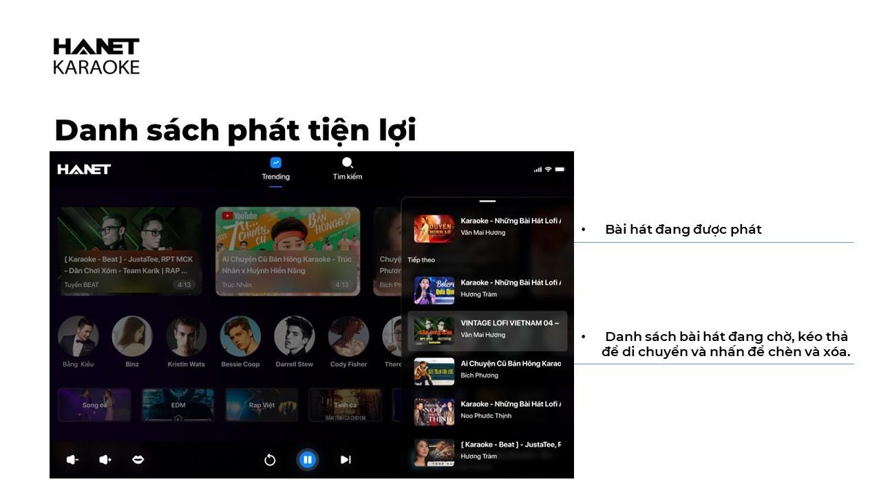 Giao diện chọn bài hát trên Hanet Smartlist 2
